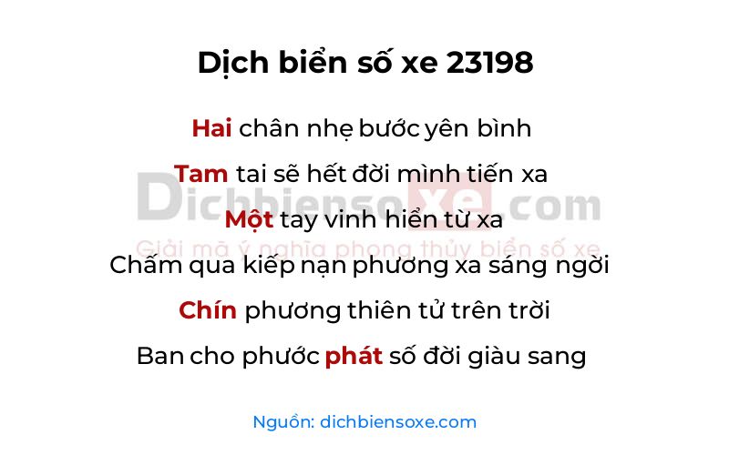 Dịch thơ biển số 23198