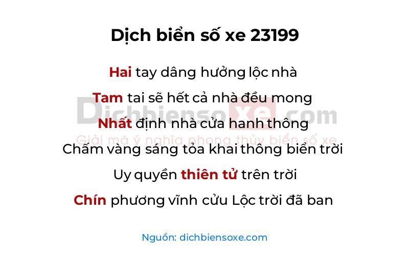 Dịch thơ biển số 23199