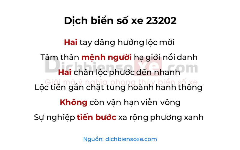 Dịch thơ biển số 23202
