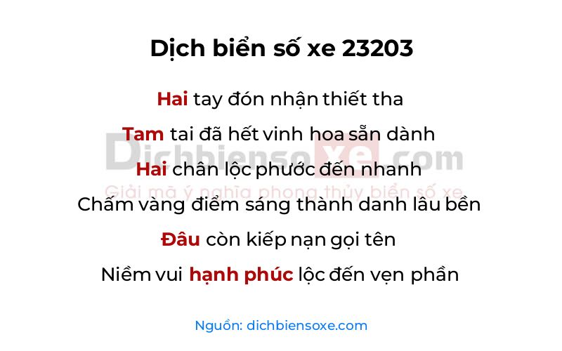 Dịch thơ biển số 23203