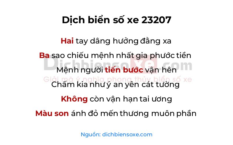 Dịch thơ biển số 23207
