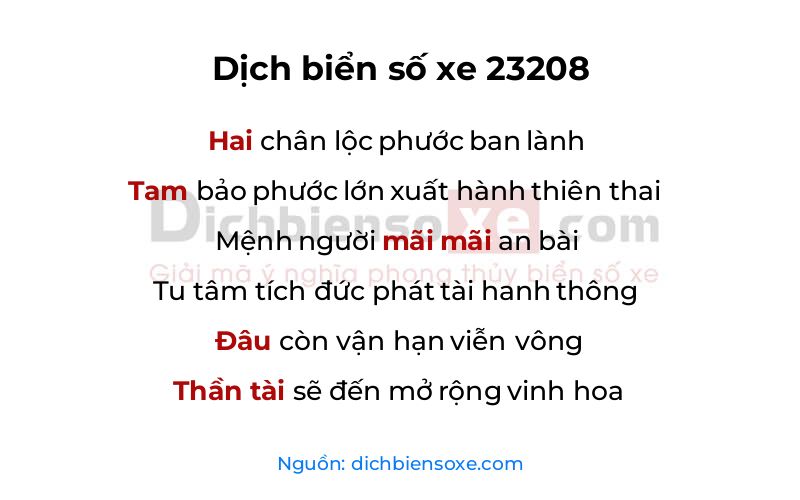Dịch thơ biển số 23208