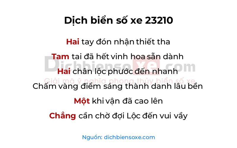 Dịch thơ biển số 23210