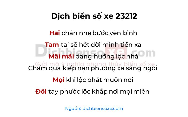 Dịch thơ biển số 23212