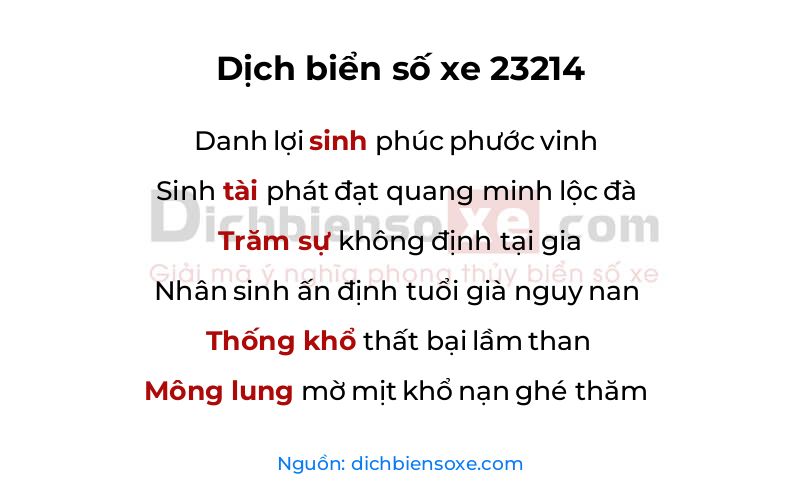 Dịch thơ biển số 23214