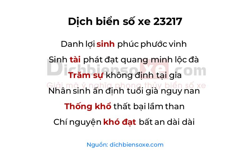 Dịch thơ biển số 23217