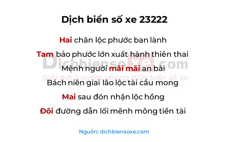 Dịch thơ biển số 23222