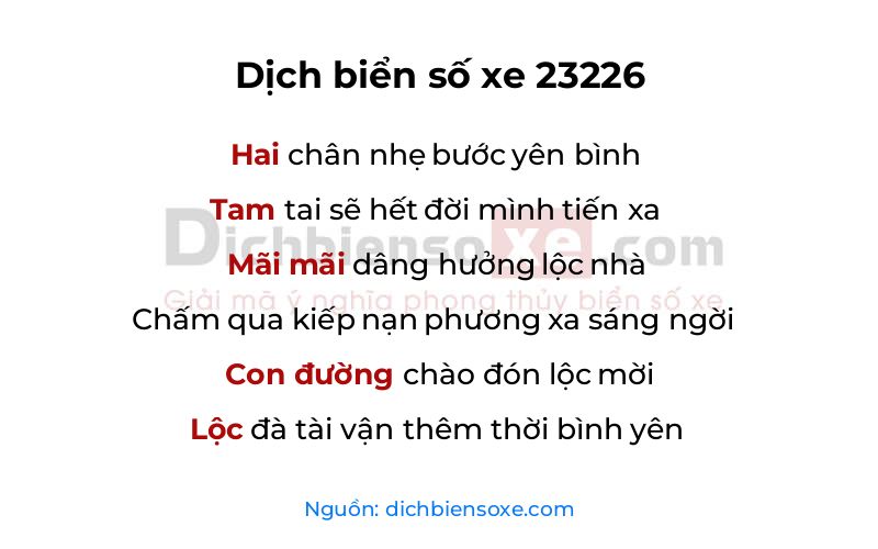 Dịch thơ biển số 23226