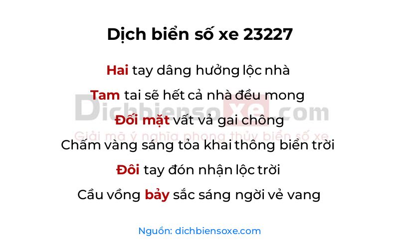 Dịch thơ biển số 23227