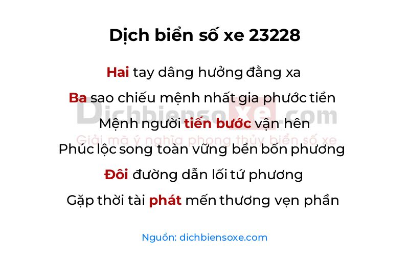 Dịch thơ biển số 23228