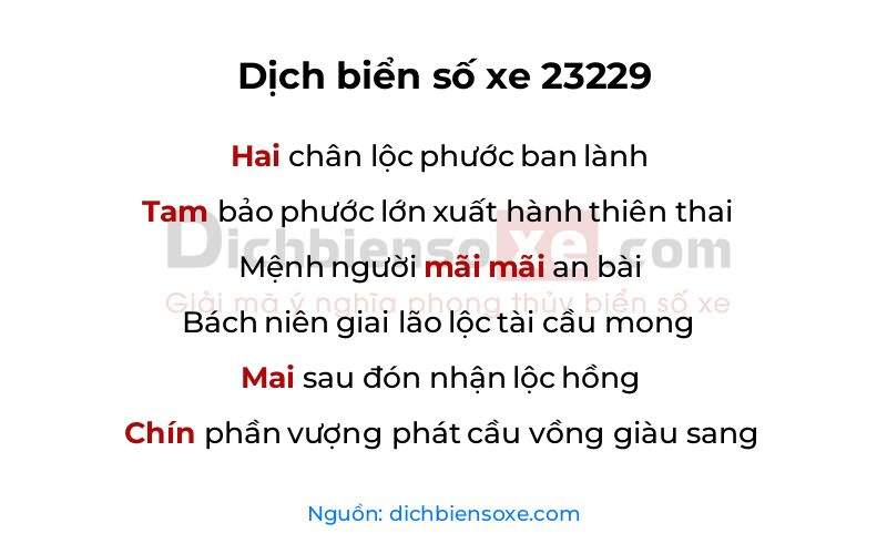 Dịch thơ biển số 23229