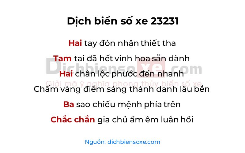 Dịch thơ biển số 23231