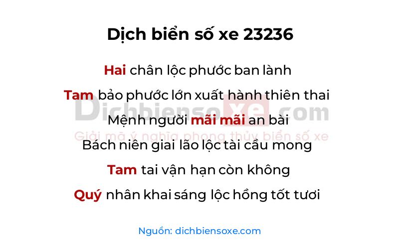 Dịch thơ biển số 23236