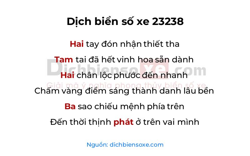 Dịch thơ biển số 23238