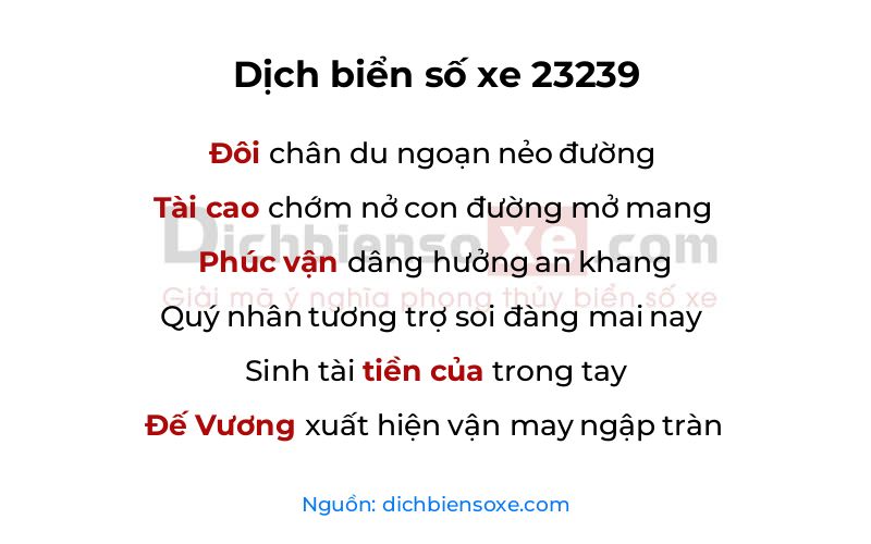Dịch thơ biển số 23239