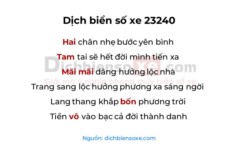 Dịch thơ biển số 23240