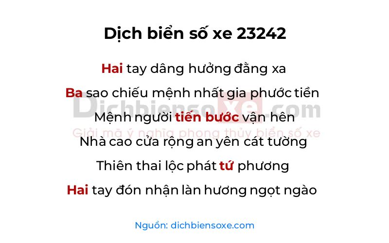 Dịch thơ biển số 23242