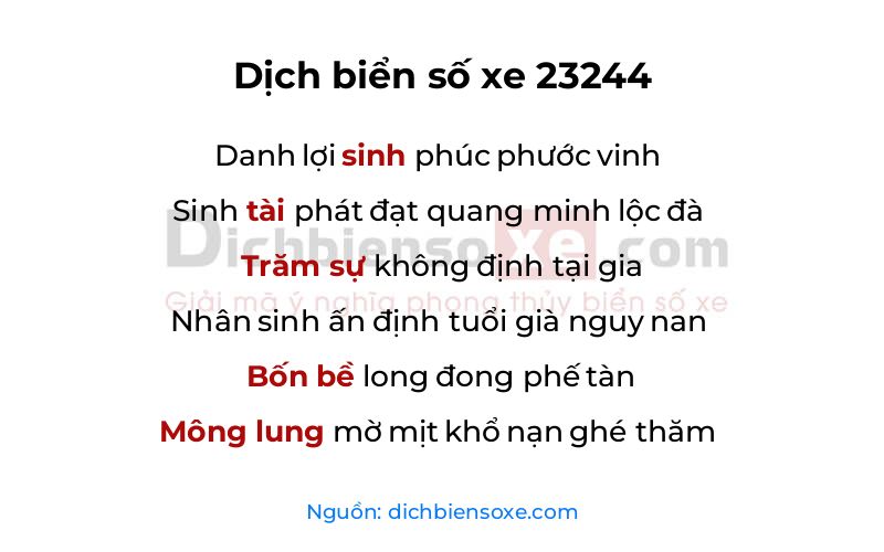 Dịch thơ biển số 23244