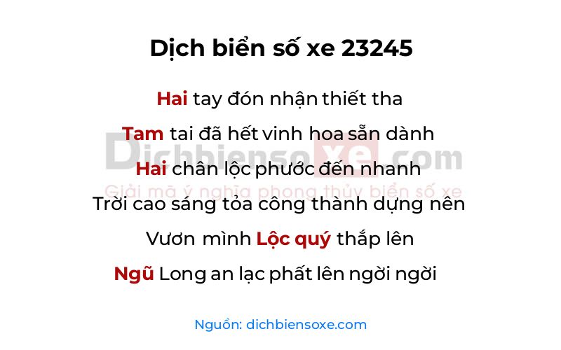 Dịch thơ biển số 23245