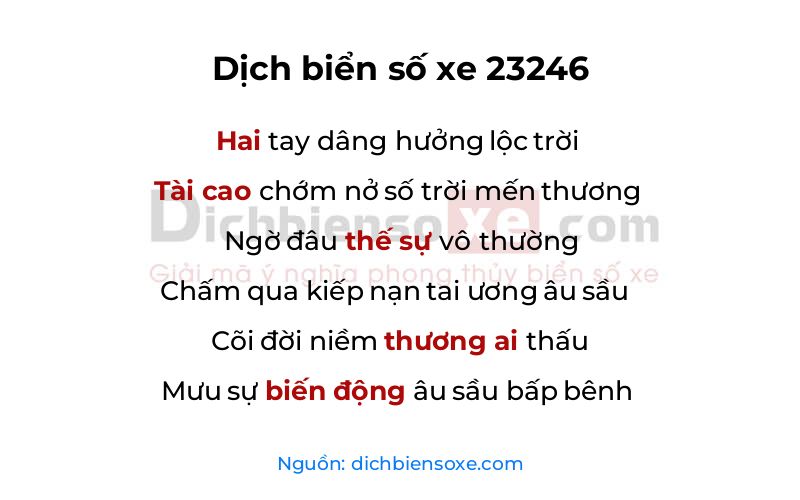 Dịch thơ biển số 23246
