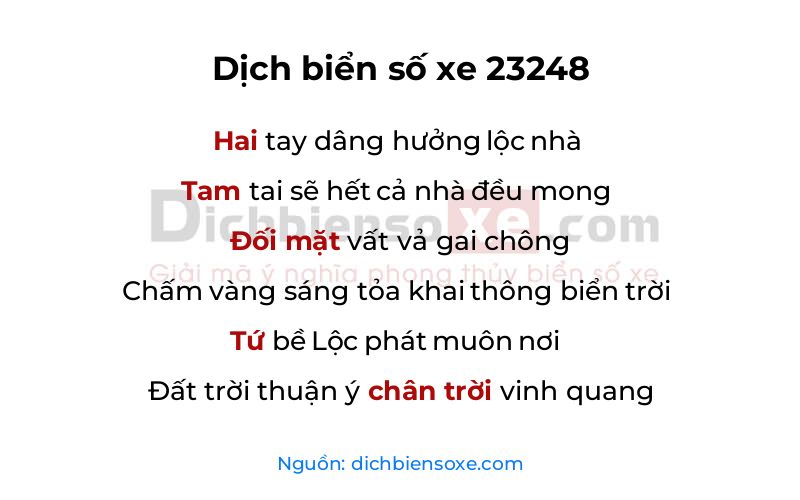 Dịch thơ biển số 23248