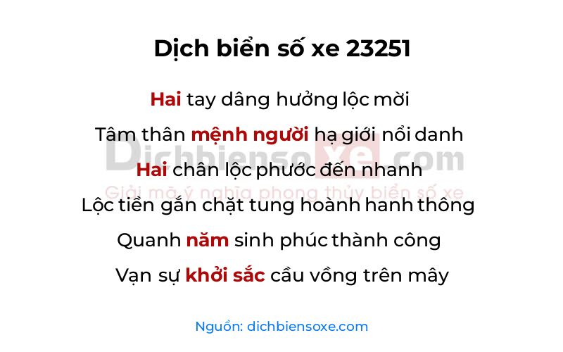 Dịch thơ biển số 23251