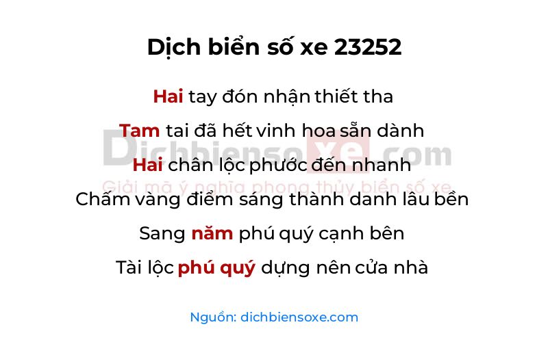 Dịch thơ biển số 23252