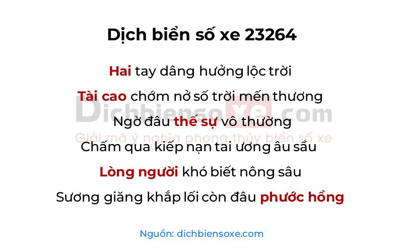 Dịch thơ biển số 23264