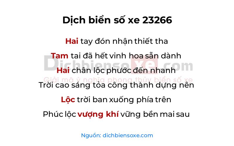 Dịch thơ biển số 23266