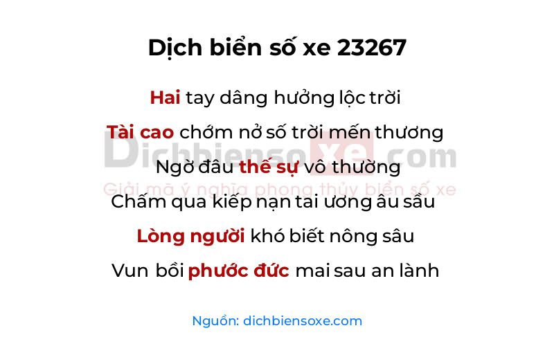 Dịch thơ biển số 23267