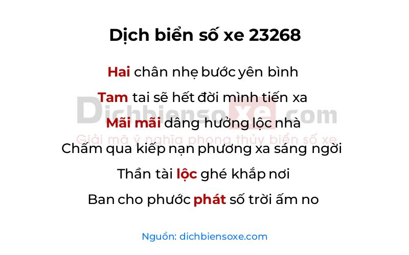 Dịch thơ biển số 23268