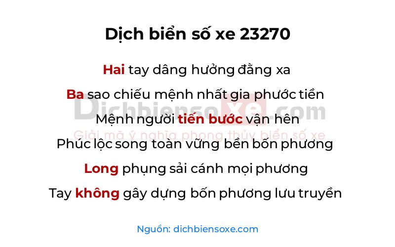 Dịch thơ biển số 23270