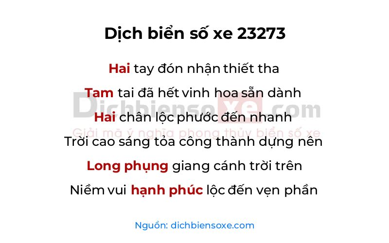 Dịch thơ biển số 23273