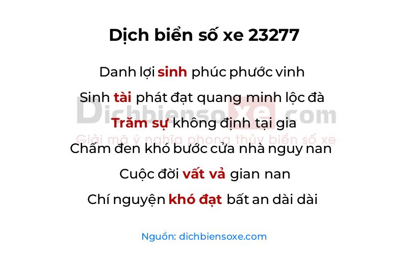 Dịch thơ biển số 23277