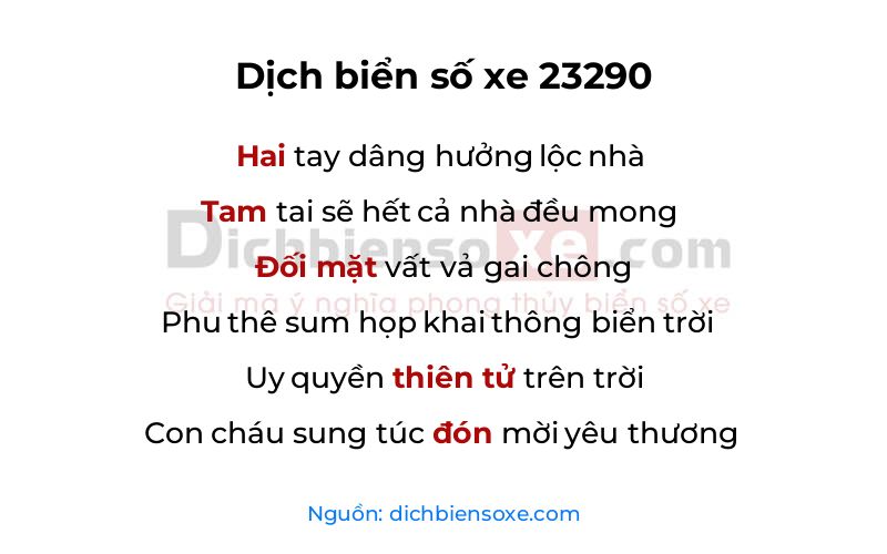 Dịch thơ biển số 23290