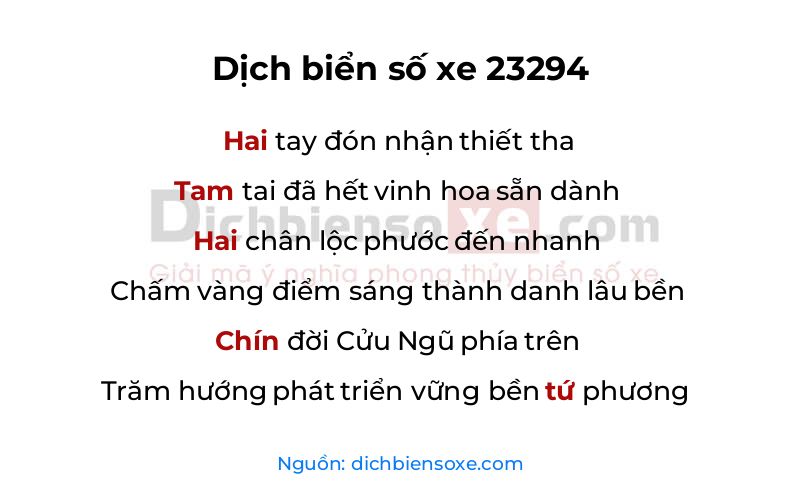 Dịch thơ biển số 23294