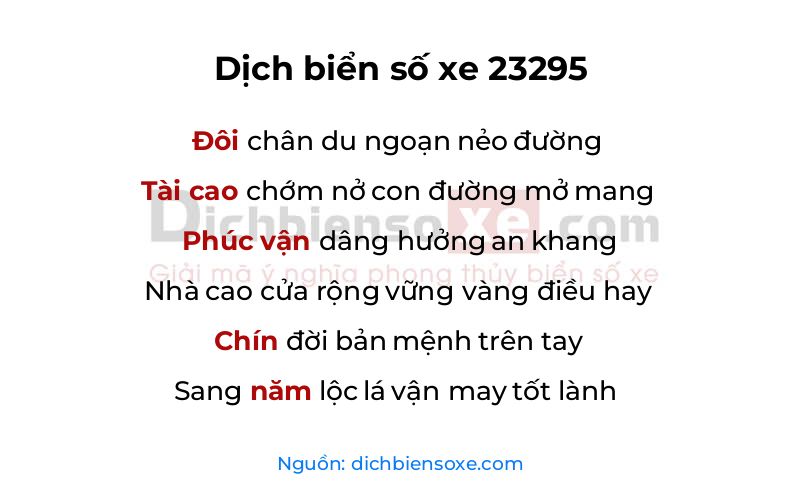Dịch thơ biển số 23295