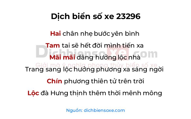 Dịch thơ biển số 23296
