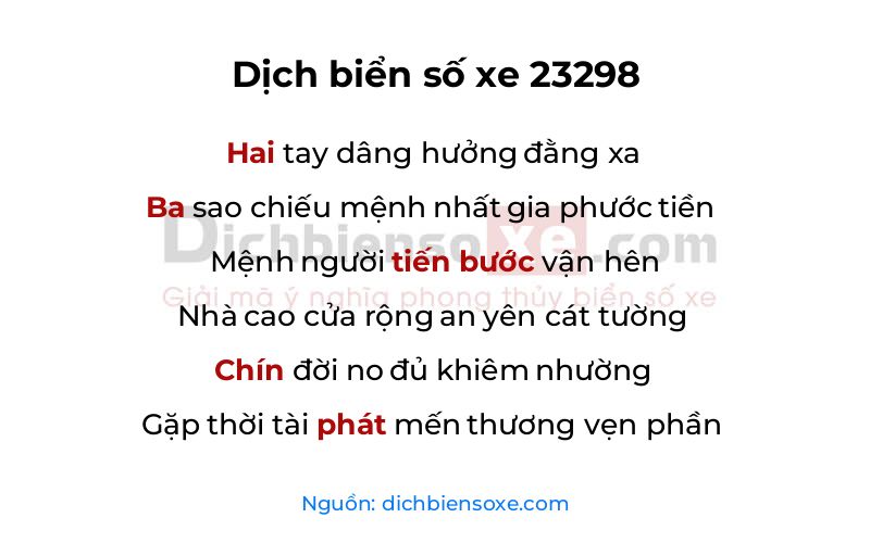 Dịch thơ biển số 23298