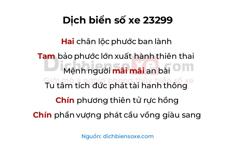 Dịch thơ biển số 23299