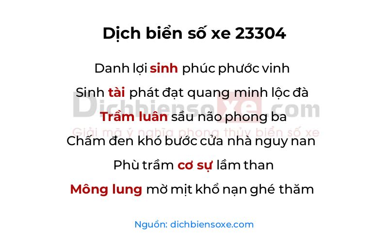 Dịch thơ biển số 23304