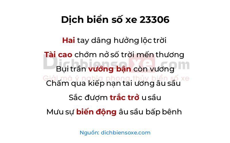 Dịch thơ biển số 23306