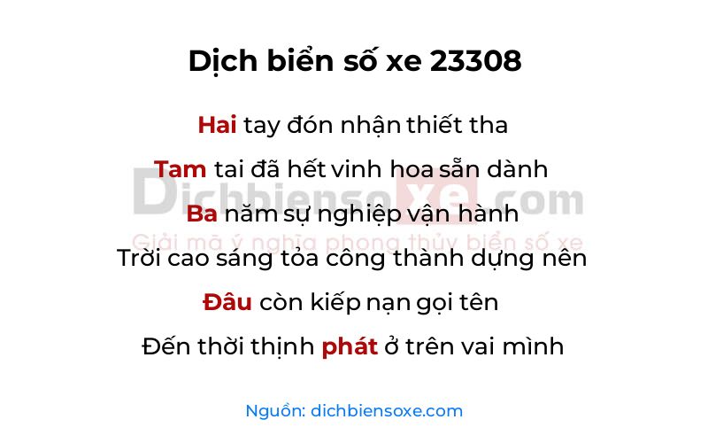 Dịch thơ biển số 23308