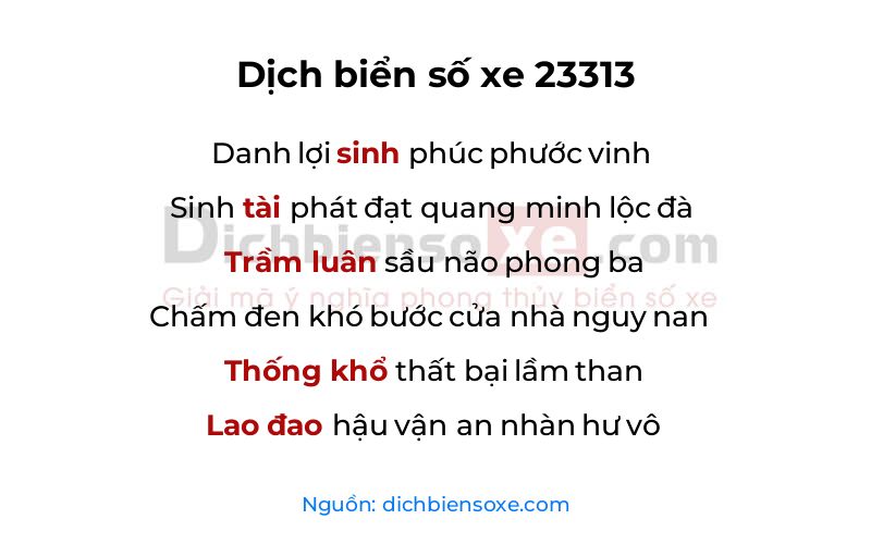 Dịch thơ biển số 23313
