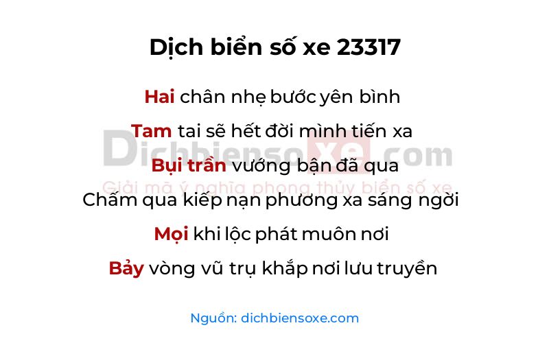 Dịch thơ biển số 23317