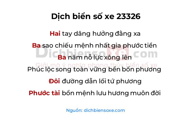 Dịch thơ biển số 23326