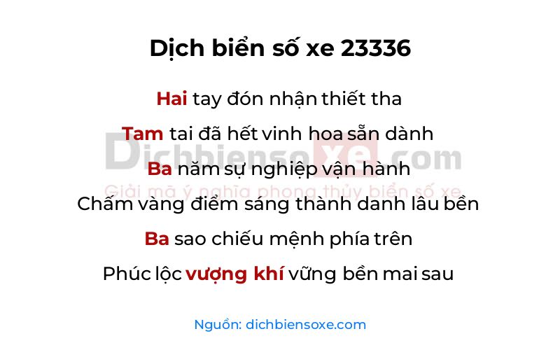 Dịch thơ biển số 23336