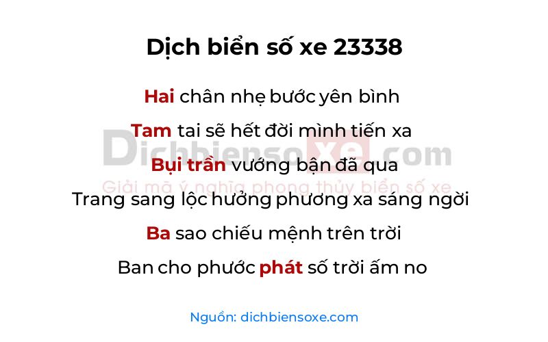 Dịch thơ biển số 23338