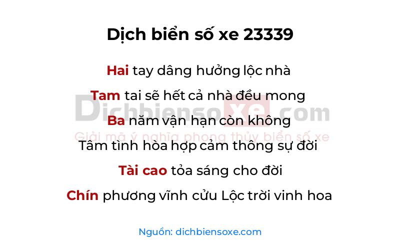 Dịch thơ biển số 23339