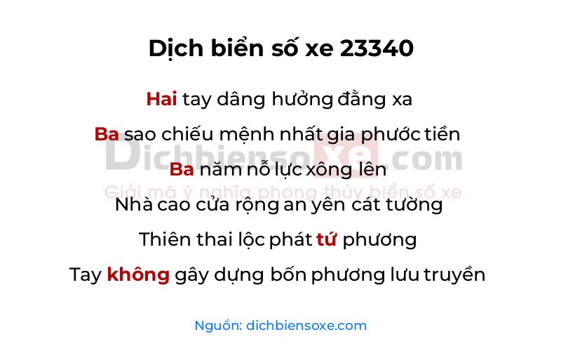 Dịch thơ biển số 23340